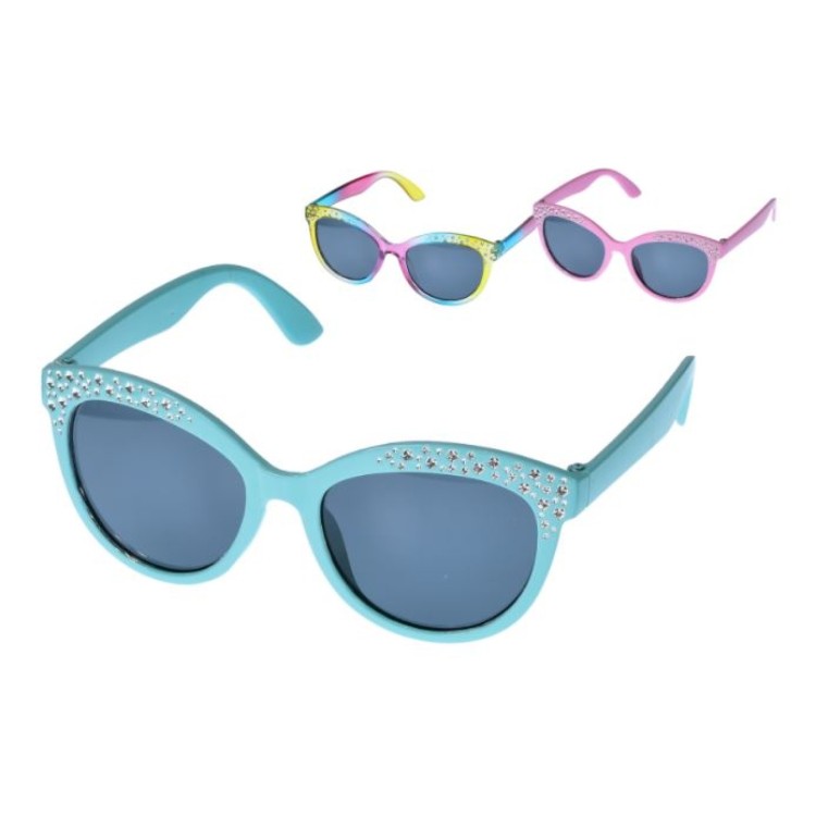 Girls Plastic Cat Eye Rainbow Jewelled Frame Sunglasses UV Protection 400 TY5402