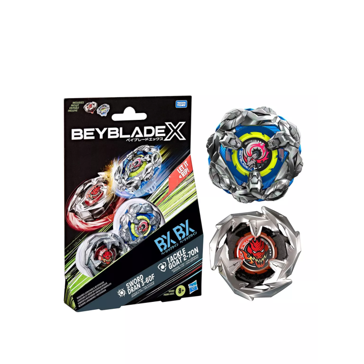 Hasbro Beyblade X 2 Pack Sword Dran 3-60F & Tackle Goat 2-70N