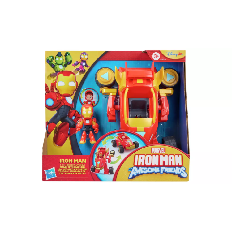 Hasbro Marvel Iron Man Awesome Friends 2 in 1 Mech Suit and vehicle G1474