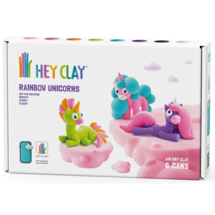 Hey Clay Rainbow Unicorns 6 Can Set