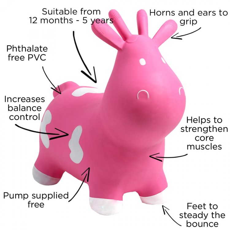 HC Hippychick Happy Hopperz PINK COW (Thinner Body)