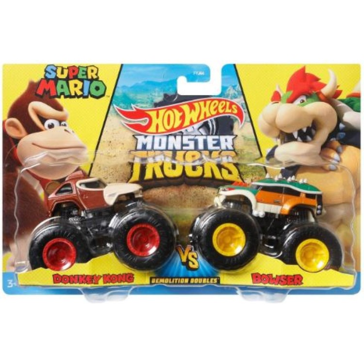 Hot Wheels Monster Truck 2 Pack Super Mario - Donkey Kong & Bowser