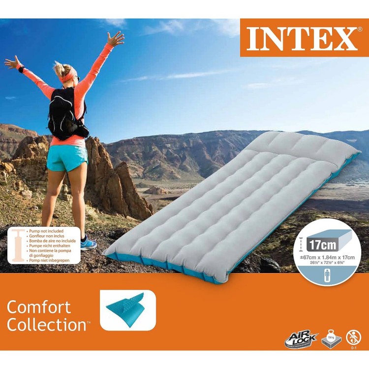 Intex Inflatable Fabric Camping Air Bed 67cm x 1.84m x 14cm #67997
