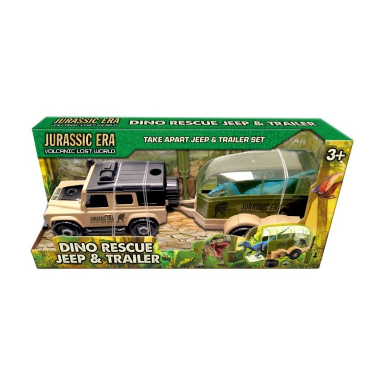 KTL Jurassic Era Dino Jeep & Trailer Set Volcanic Lost World Take Apart Jeep & Trailer Set TY0301