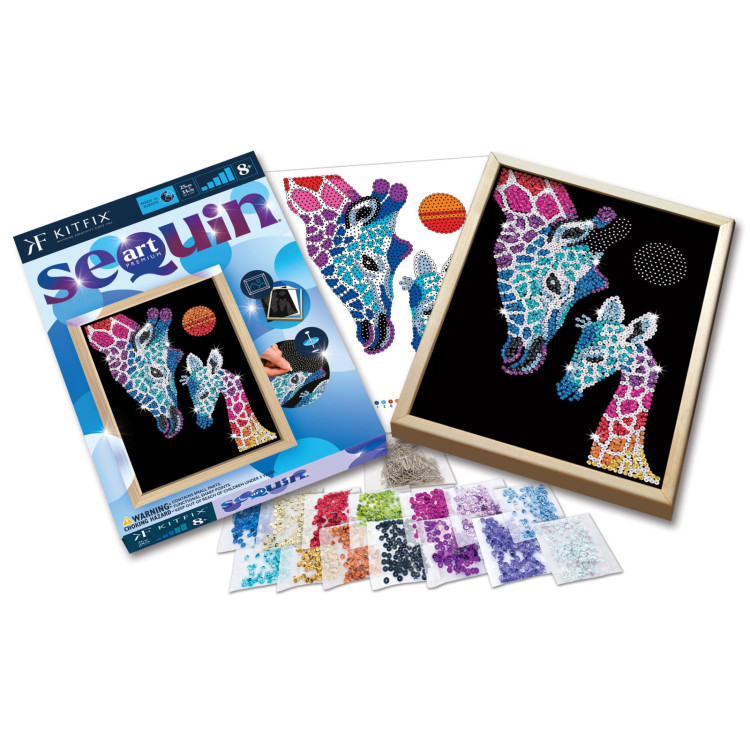 Kitfix Sequin Art Blue Premium Giraffe and Calf 2218
