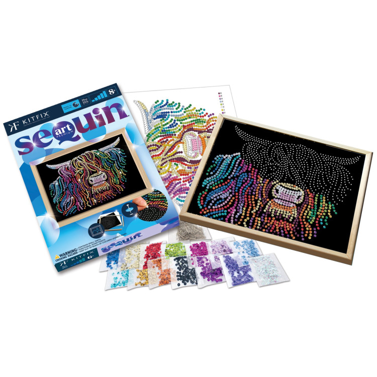 Kitfix Sequin Art Blue Premium Highland Cow 2219