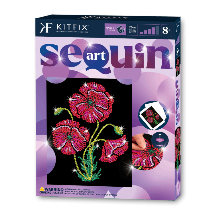 Kitfix Sequin Art Purple Poppies 1936