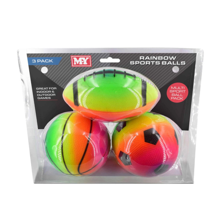 KTL M.Y 3 PACK 80g RAINBOW Sports Balls CLAM SHELL TY3863