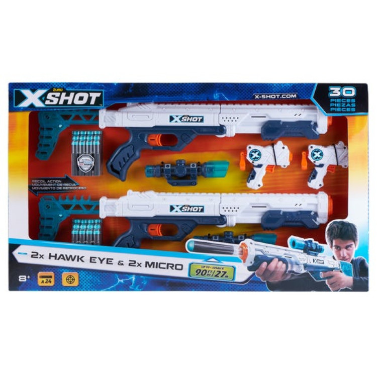 KTL ZURU X-Shot 2x Hawkeye & 2x Micro Blasters ZU143