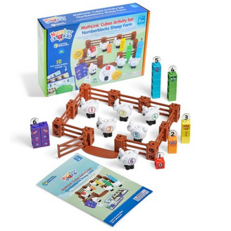Learning Resources Number Blocks Mathlink Cubes Activity Set - Sheep Farm