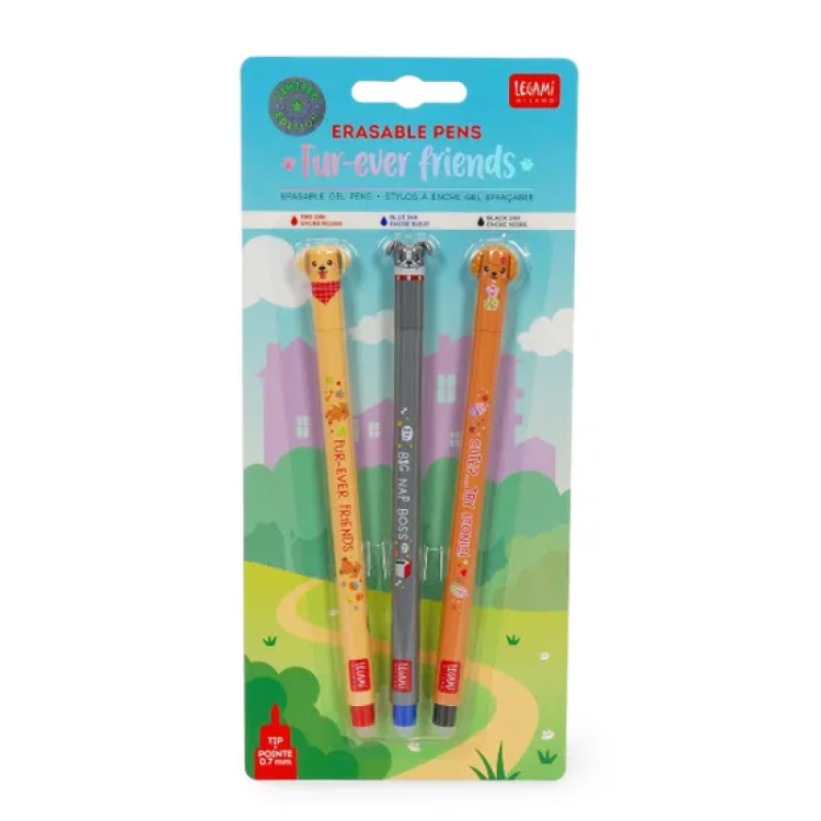 Legami erasable pens - fur ever friends 3 pack
