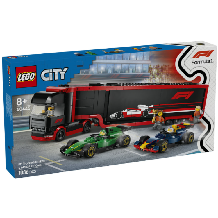 Lego 60445 City F1 Truck with RB20 & AMR24 F1 Cars