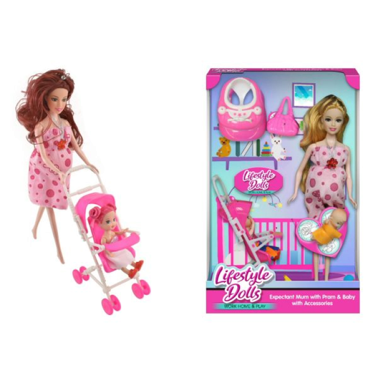 KTL Lifestyle Dolls Mum to be Doll With Push Chair & Accessories TY4195 
