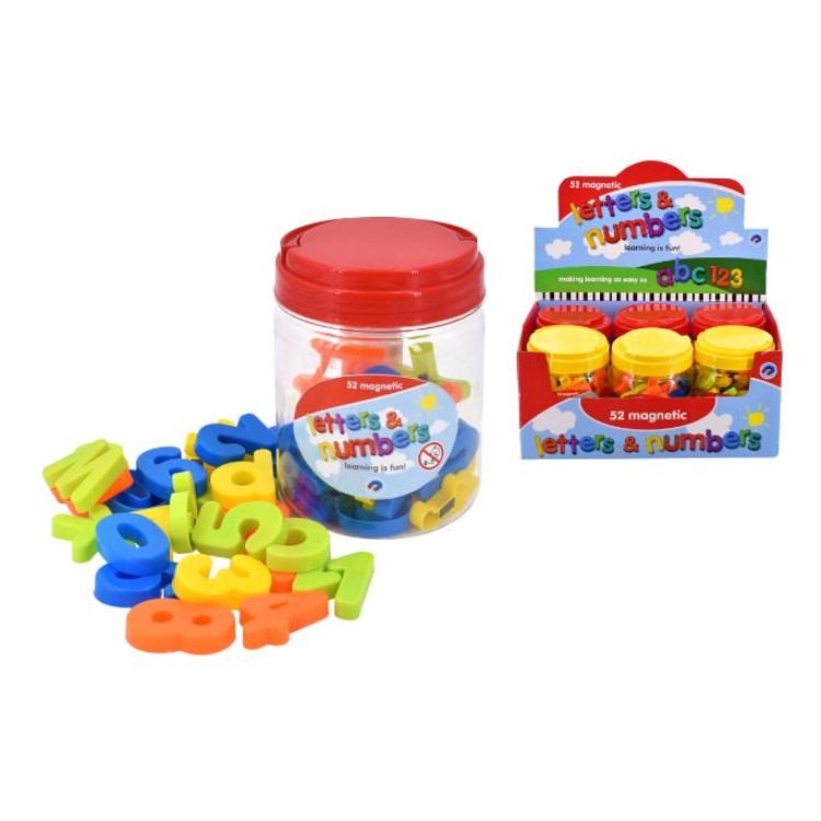Magnetic Letters & Numbers In Tub 52pcs TY5499