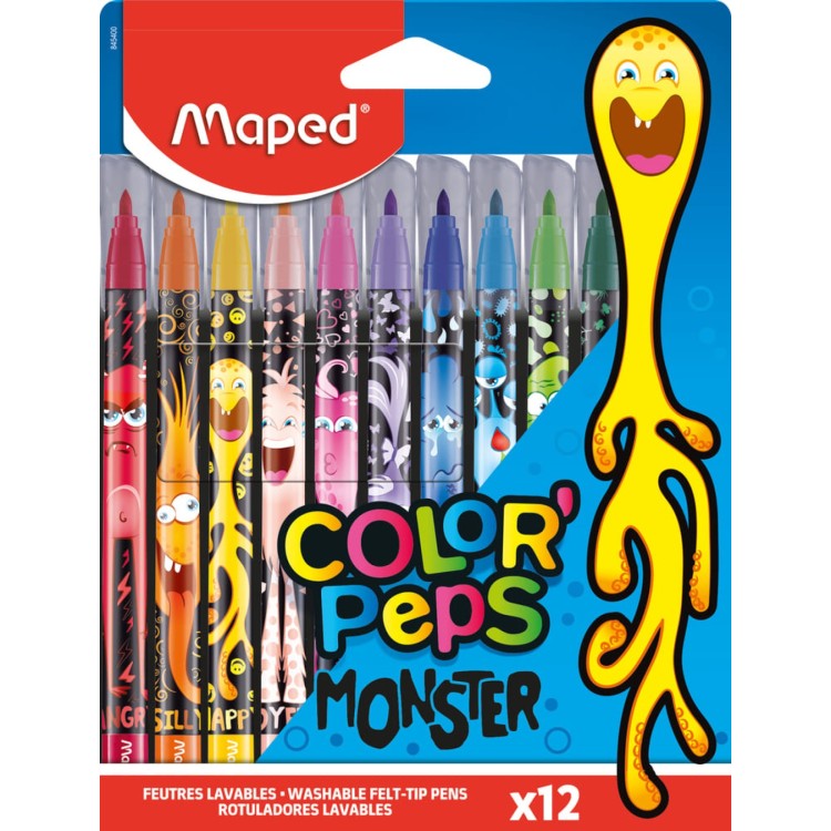 Maped Color'Peps Monster 12 Colouring Felt Pens 