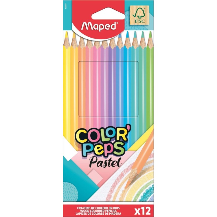 Maped Color' Peps Pastel Colouring Pencils 12 Pack