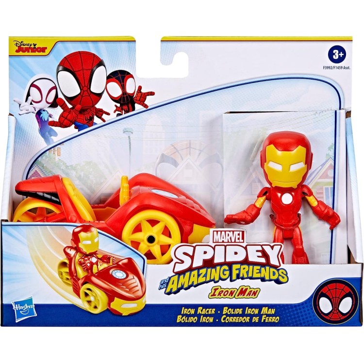 Marvel Spidey And His Amazing Friends Vehicle And Figure - Iron Man & Iron Racer F392/F1459