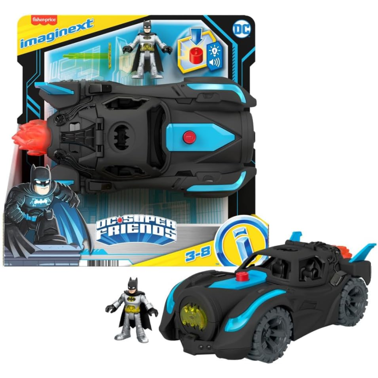 Mattel HGX96 Fisher Price Imaginext DC Super Friends Lights & Sounds Batmobile