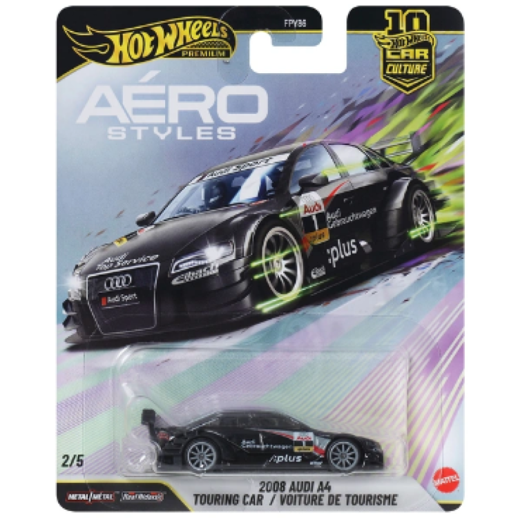 Mattel FPY86A Hot Wheels Premium Aero Styles - 2008 Audi A4 Touring Car FPY86