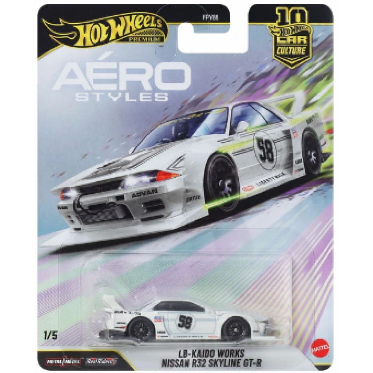 Mattel FPY86A Hot Wheels Premium Aero Styles - LB-Kaido Works Nissan R32 Skyline GT-R FPY86