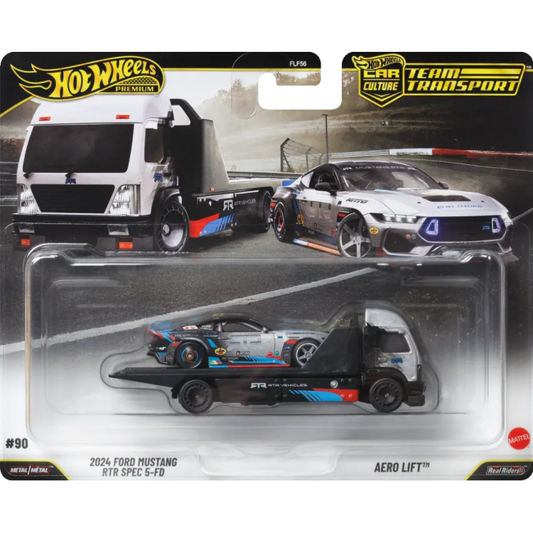 Mattel Hot Wheels Premium Team Transport 2024 Ford Mustang RTR Spec 5-FD & Aero Lift #90 FLF56