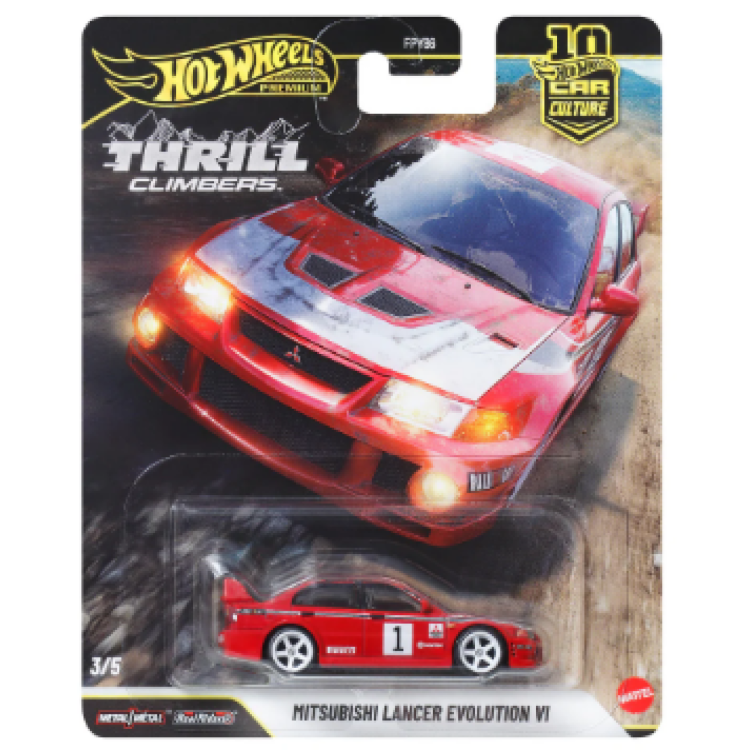 Mattel Hot Wheels Premium Thrill Climbers - Mitsubishi Lancer Evolution VI FPY86