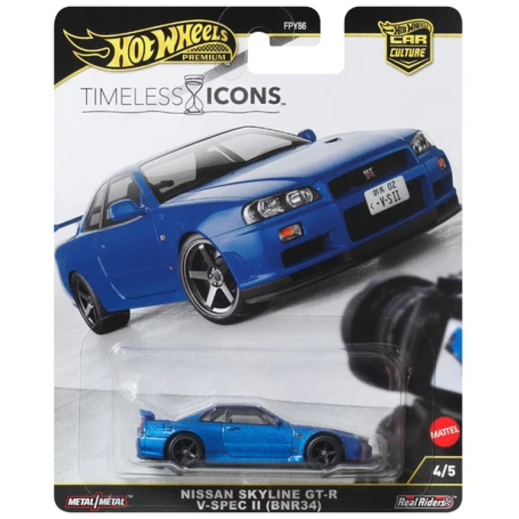 Mattel Hot Wheels Premium Timeless Icons - Nissan Skyline GT-R V-Spec II (BNR34) FPY86