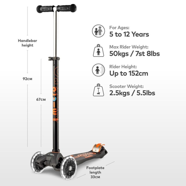 Micro Scooter Maxi Deluxe LED - Black