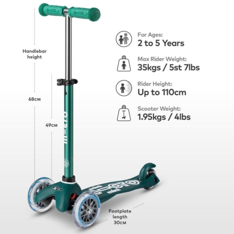 Micro Scooter Mini Deluxe Eco Green MMD119 - i store or click and collect only from our shop in Westcliff on Sea, Essex