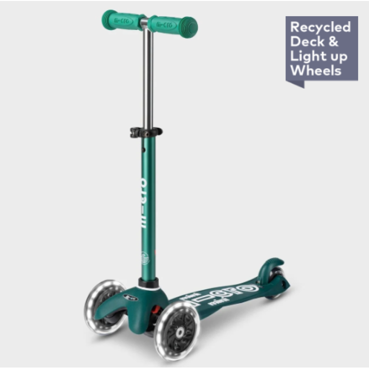 Micro Scooter Mini Deluxe Green Eco LED MMD164