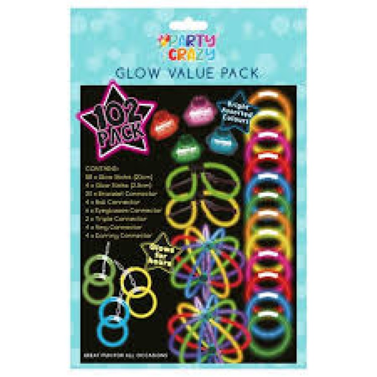 Party Crazy GlowSticks Glow Value Pack 102 Pack of Glow Sticks With Connectors