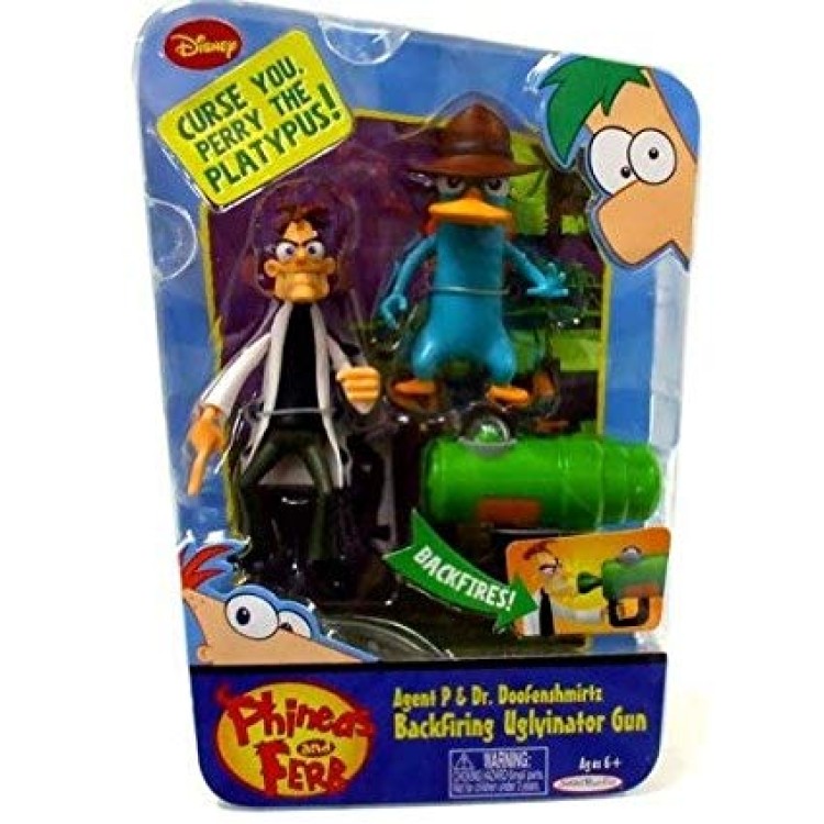 Phineas & Ferb Agent P & Dr Doofenshmirtz Backfiring Uglynator Gun