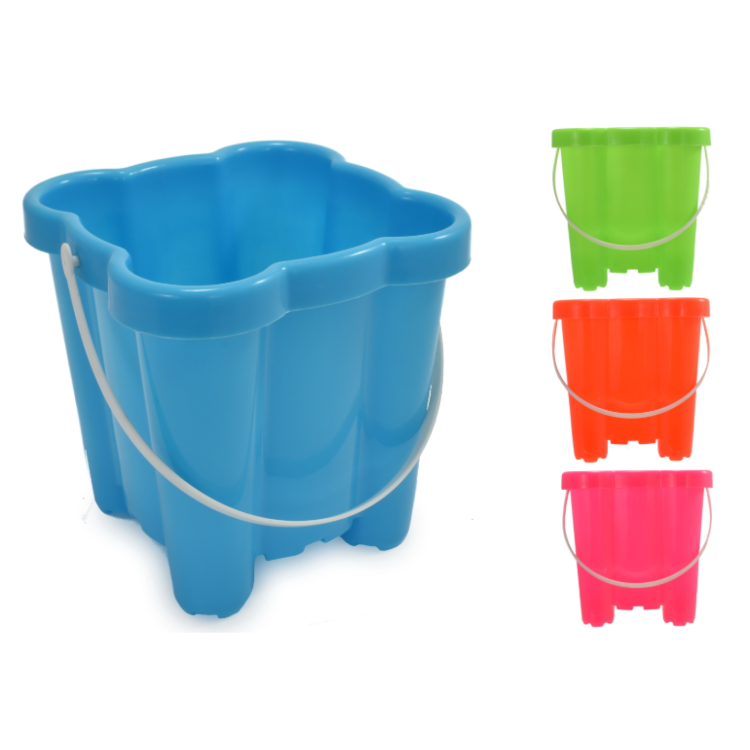 Plastic Square Neon Castle Bucket 6.5in/16cm TY1310