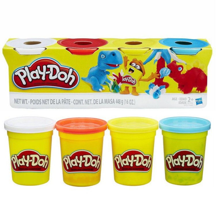 Play-Doh 4 Classic Colours (Blue,Yellow,Red,White)