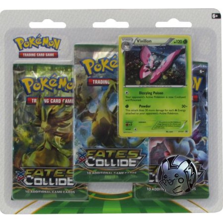 Pokemon Fates Collide Three Pack Blister with coin 2016 Factory Sealed