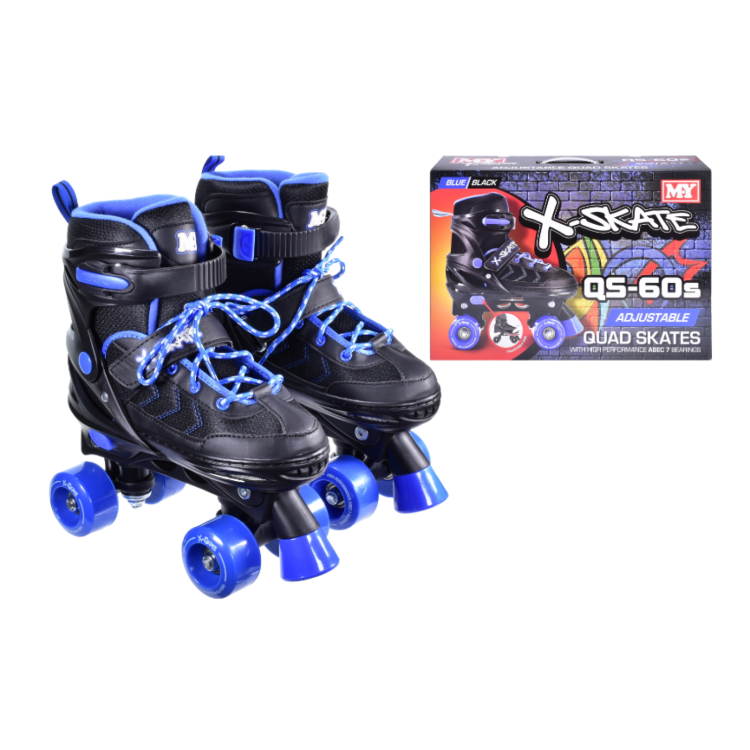 Quad Skates - Adjustable Blue & Black - Size UK 12-2 EU 31-34 TY6004
