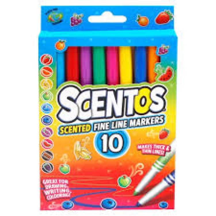 DKB Scentos 10 Scented Fine Line Markers Set