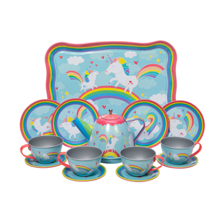 Bigjigs Schylling 15 Piece Unicorn Tin Tea Set SYUTTS