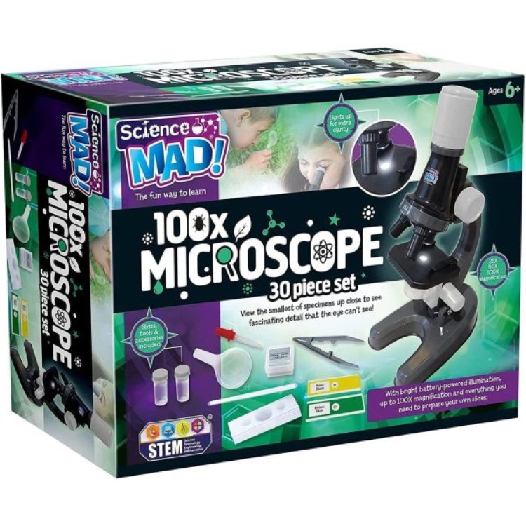 Science Mad 100x Microscope 30 piece set