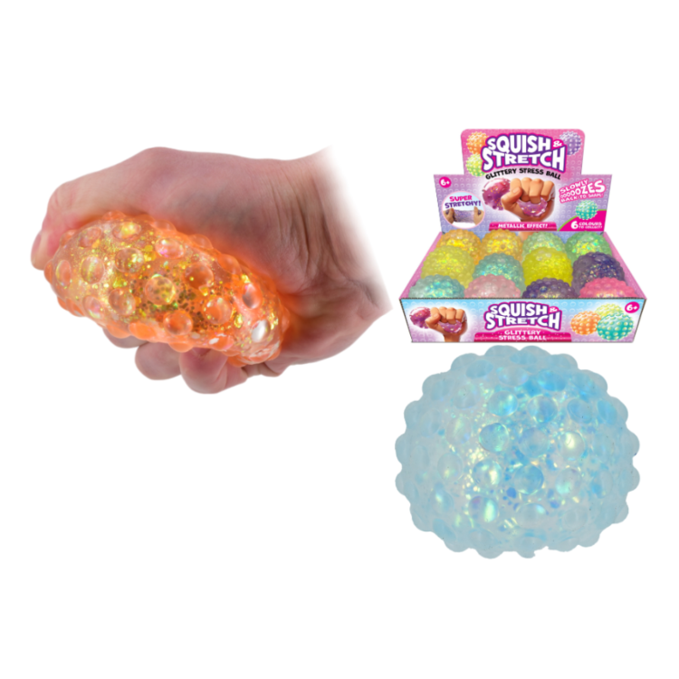 KTL Squish & Stretch 7cm Glittery Stress Ball Slow Rise TY1169