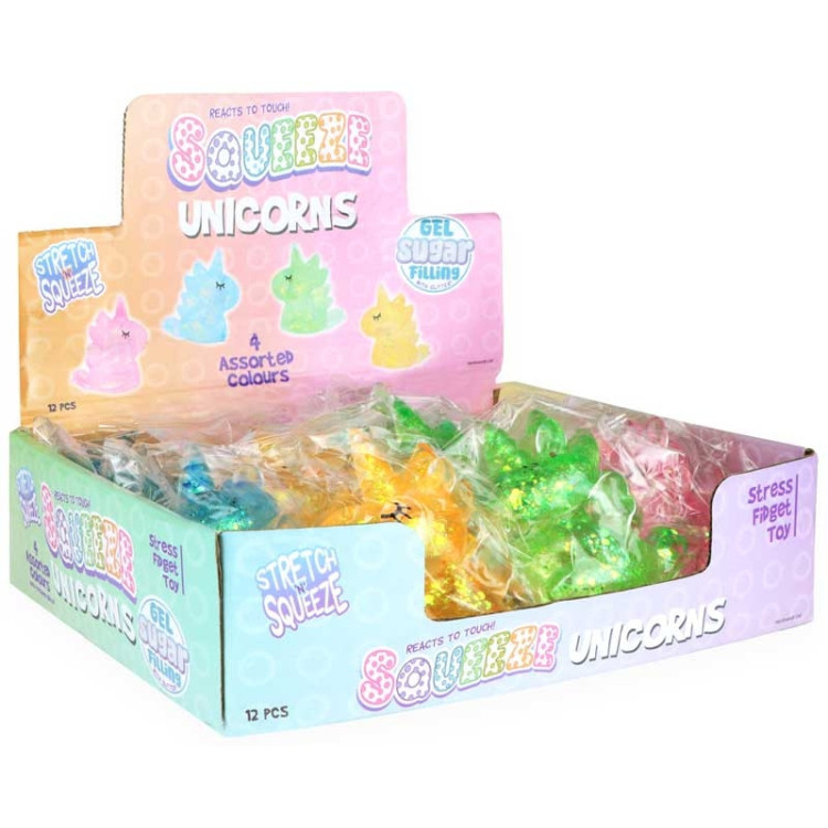 STRETCH AND SQUEEZE SUGAR FILLED SQUISHY UNICORN