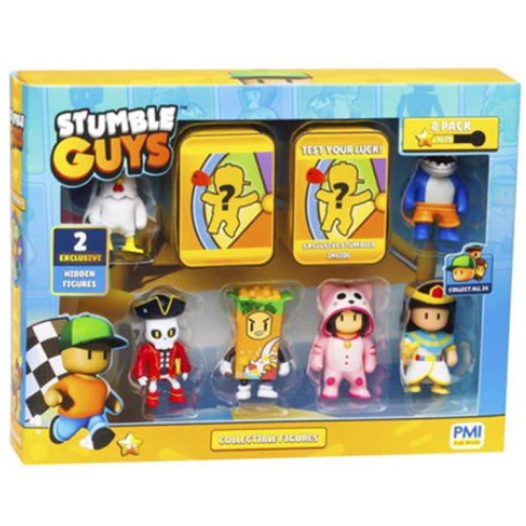 Stumble Guys Collectible Figure 8 Pack - Chicken, Megalodon, Capt Noheart