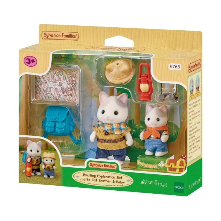 Epoch Sylvanian Families Exciting Exploration Set Latte Cat Brother and Baby 5763