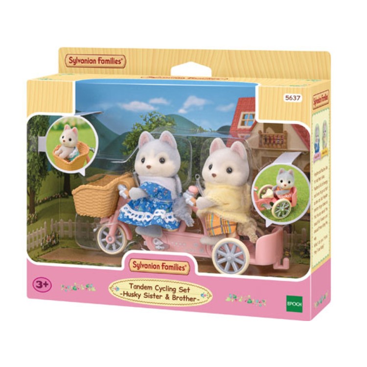 Epoch Sylvanian Families Husky Sister & Brother Tandem Cycling Set 5637
