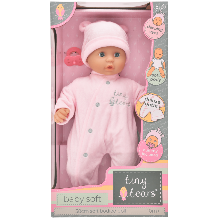 Tiny Tears Baby Soft Bodied Doll 38cm Pink 11011