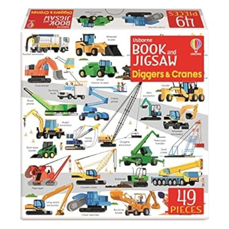 Usborne Book and Jigsaw Diggers & Cranes