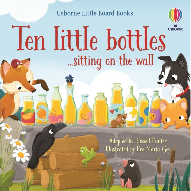 Usborne Little Board Books Ten Little Bottles sitting on the wall