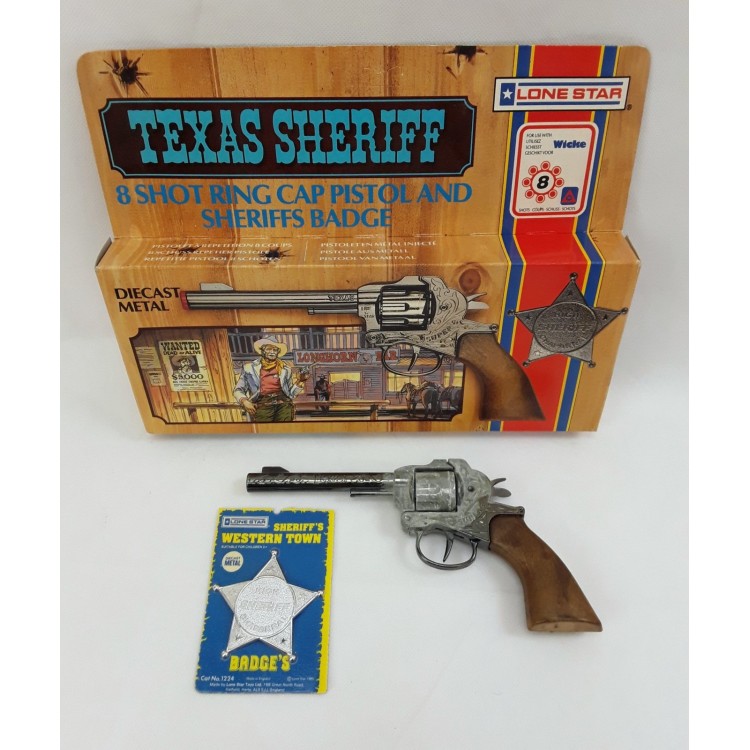 Cap Gun Wicke Western Lone Star Sheriff High Sheriff Chaparral Metal Sheriff's Badge
