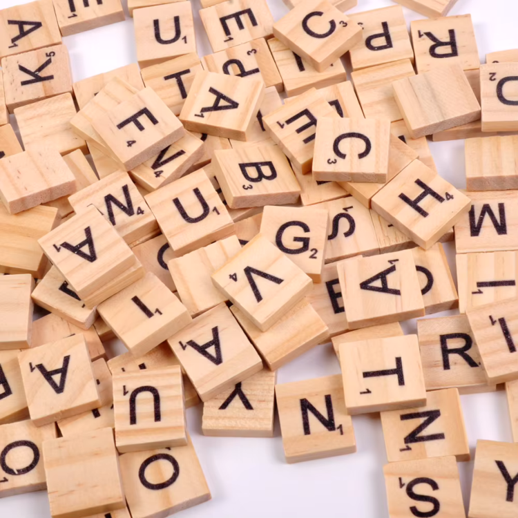A1 Wooden Scrabble Capital Letter Tiles 100pcs